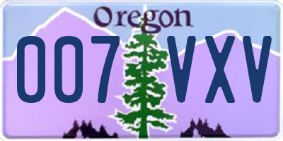 OR license plate 007VXV