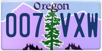 OR license plate 007VXW