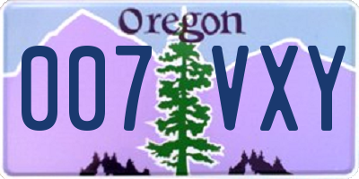 OR license plate 007VXY