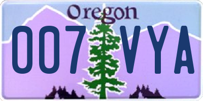 OR license plate 007VYA