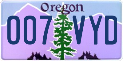OR license plate 007VYD