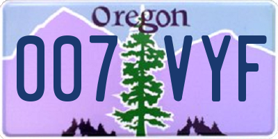 OR license plate 007VYF