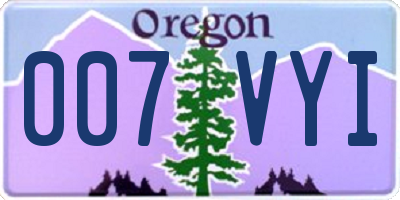 OR license plate 007VYI