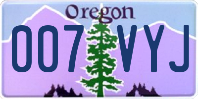 OR license plate 007VYJ