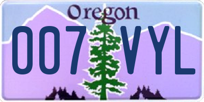 OR license plate 007VYL