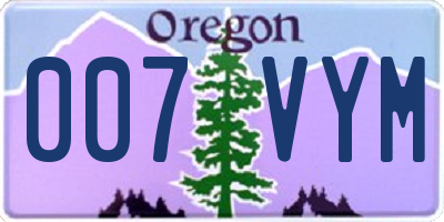 OR license plate 007VYM