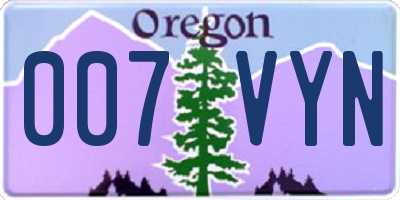 OR license plate 007VYN