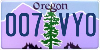 OR license plate 007VYO