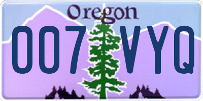 OR license plate 007VYQ