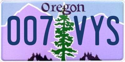 OR license plate 007VYS