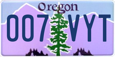 OR license plate 007VYT