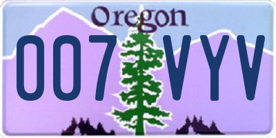 OR license plate 007VYV