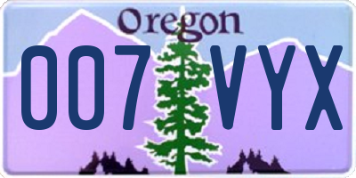 OR license plate 007VYX