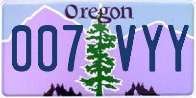 OR license plate 007VYY
