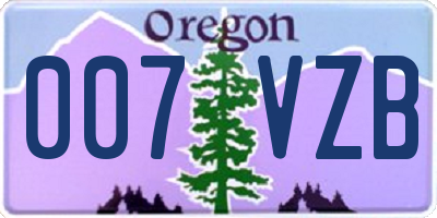 OR license plate 007VZB