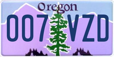OR license plate 007VZD