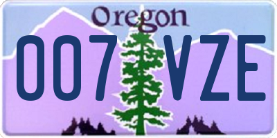 OR license plate 007VZE