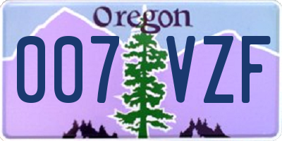OR license plate 007VZF