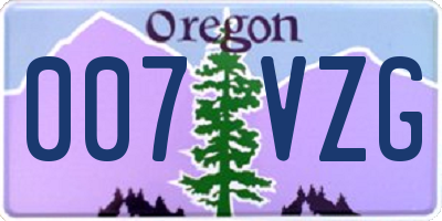 OR license plate 007VZG