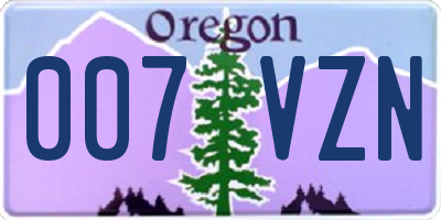 OR license plate 007VZN