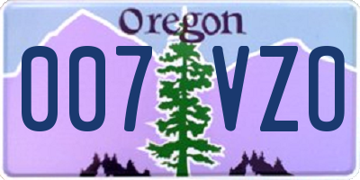 OR license plate 007VZO