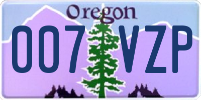 OR license plate 007VZP