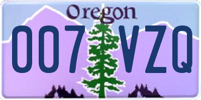OR license plate 007VZQ