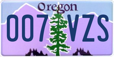 OR license plate 007VZS