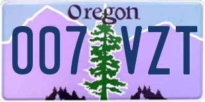 OR license plate 007VZT
