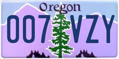 OR license plate 007VZY