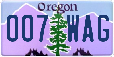 OR license plate 007WAG