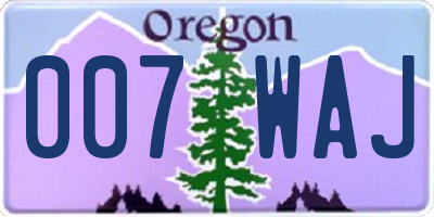 OR license plate 007WAJ
