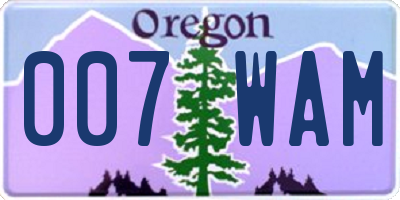 OR license plate 007WAM