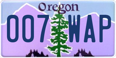 OR license plate 007WAP