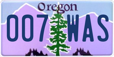 OR license plate 007WAS