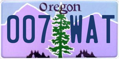 OR license plate 007WAT