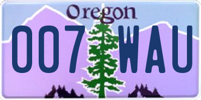 OR license plate 007WAU