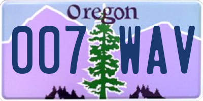 OR license plate 007WAV
