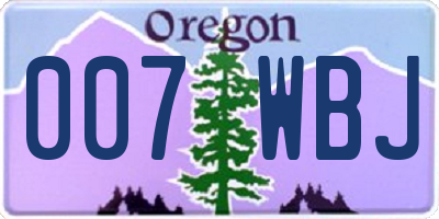 OR license plate 007WBJ