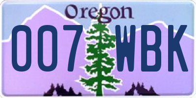 OR license plate 007WBK