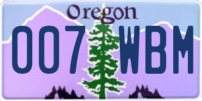 OR license plate 007WBM