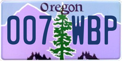 OR license plate 007WBP