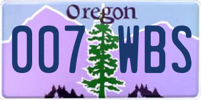 OR license plate 007WBS
