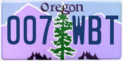 OR license plate 007WBT