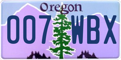 OR license plate 007WBX