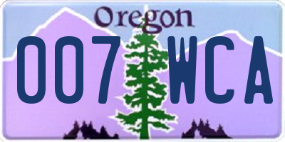 OR license plate 007WCA