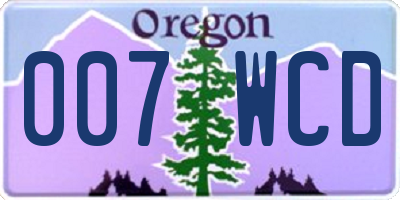 OR license plate 007WCD