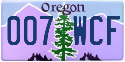 OR license plate 007WCF