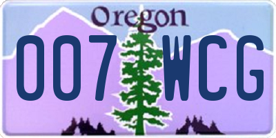 OR license plate 007WCG