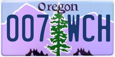 OR license plate 007WCH